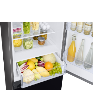 SAMSUNG RL34A6B0D22/EG Bespoke Kühlgefrierkombination (D, 204 kWh, 1850 mm hoch, Clean Black)