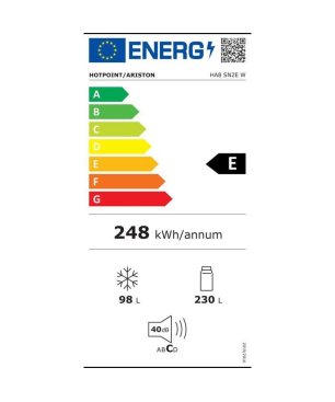 HOTPOINT HA8SN2EW KühlGefrierkombination (E, 188,9 cm hoch, Weiß)