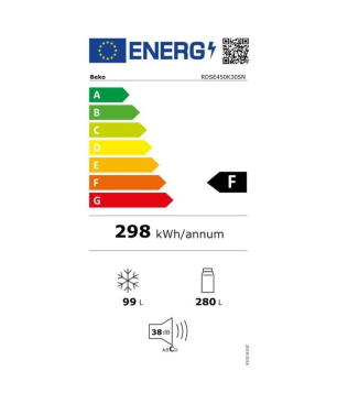 BEKO RDSE450K30SN KühlGefrierkombination (F, 170,5 cm hoch, Stahlgrau)
