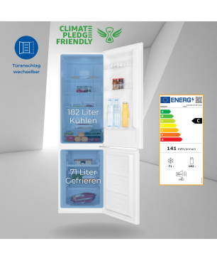 EXQUISIT KGC265-70-NF-040C weiss Kühlgefrierkombination (C, 141,00 kWh, 1805 mm hoch, weiss)