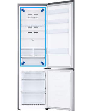 SAMSUNG RL34T603DSA Kühlgefrierkombination (D, 204 kWh, 1853 mm hoch, Edelstahl Look)