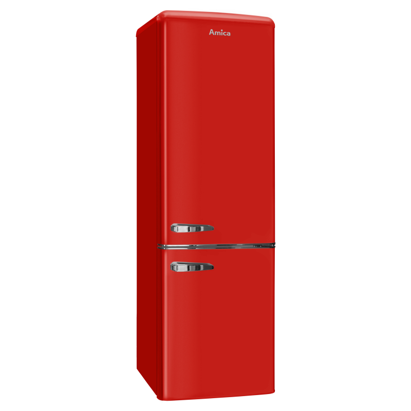 AMICA KGCR 387 100 R Retro Edition Kühlgefrierkombination (E, 201,85 kWh, 1810 mm hoch, Rot)