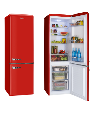 AMICA KGCR 387 100 R Retro Edition Kühlgefrierkombination (E, 201,85 kWh, 1810 mm hoch, Rot)