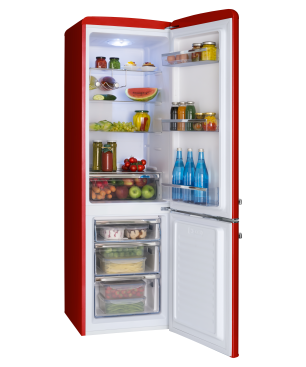 AMICA KGCR 387 100 R Retro Edition Kühlgefrierkombination (E, 201,85 kWh, 1810 mm hoch, Rot)