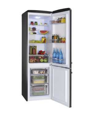 AMICA KGCR 387 100 MS Retro Edition Kühlgefrierkombination (E, 201,85 kWh, 1810 mm hoch, Matt-Schwarz)