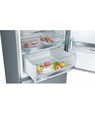 BOSCH KGE394LCA Serie 6 Kühlgefrierkombination (C, 149 kWh, 2010 mm hoch, Edelstahl-Optik/Pearl Grey)