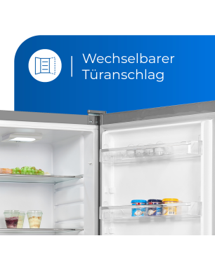 EXQUISIT KS350-V-H-040E inoxlook Kühlschrank (114,00 kWh/Jahr, E, 1730 mm hoch, Edelstahloptik)
