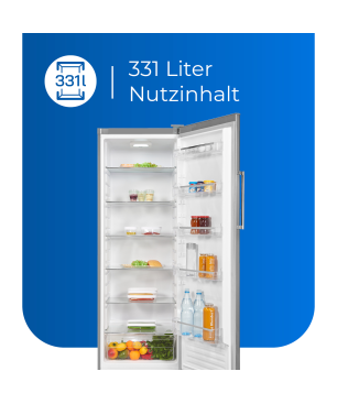 EXQUISIT KS350-V-H-040E inoxlook Kühlschrank (114,00 kWh/Jahr, E, 1730 mm hoch, Edelstahloptik)