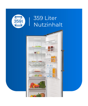 EXQUISIT KS360-V-HE-040E inoxlook-az Kühlschrank (118,00 kWh/Jahr, E, 1850 mm hoch, Edelstahloptik)