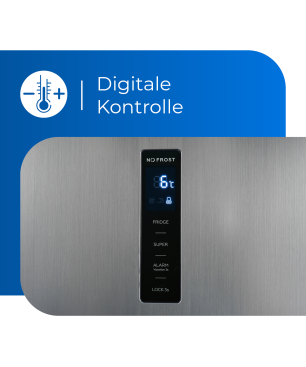 EXQUISIT KS360-V-HE-040E inoxlook-az Kühlschrank (118,00 kWh/Jahr, E, 1850 mm hoch, Edelstahloptik)