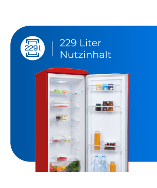 EXQUISIT RKS325-V-H-160F rot Kühlschrank (128,00 kWh/Jahr, F, 1440 mm hoch, Rot)