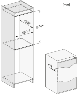 MIELE K 7104 E Selection Kühlschrank (E, 874 mm hoch, Weiß)