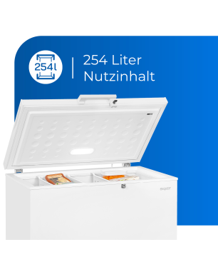 EXQUISIT GT265-HE-040E weiss Gefriertruhe (E, 218,01 kWh/Jahr, 254 Liter, 850 mm hoch)