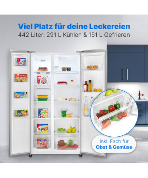 BOMANN SBS 7344 Side-by-Side (E, 177 cm hoch, Silber)