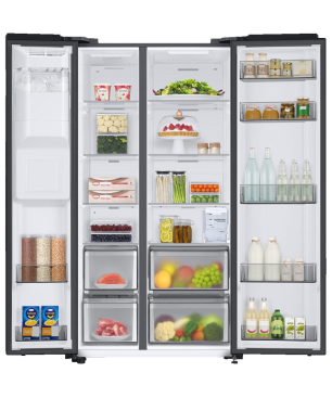SAMSUNG RS6GA8521B1/EG Side-by-Side (E, 351 kWh, 1780 mm hoch, Premium Black Steel)