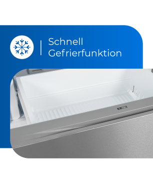 EXQUISIT FD430-140-030F inoxlook Kühlgefrierkombination (281,08 kWh/Jahr, F, 1810 mm hoch, Edelstahloptik)