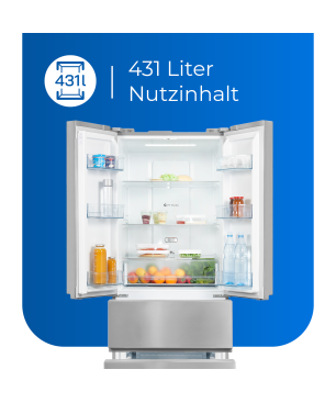 EXQUISIT FD430-140-030F inoxlook Kühlgefrierkombination (281,08 kWh/Jahr, F, 1810 mm hoch, Edelstahloptik)