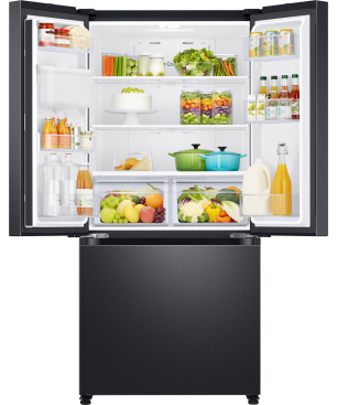 SAMSUNG RF5GA5202B1/EG French Door (F, 1776 mm hoch, Premium Black Steel/Urban Silver)