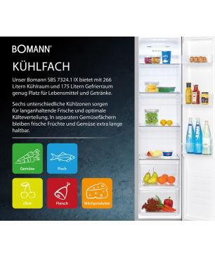 BOMANN SBS 7324.1 sic Side-by-Side (E, 178 cm hoch, schwarz)