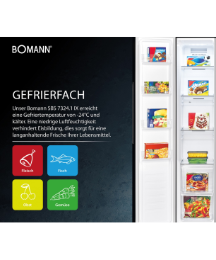 BOMANN SBS 7324.1 sic Side-by-Side (E, 178 cm hoch, schwarz)