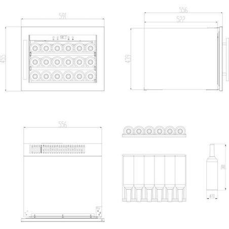 CAVIN Scandinavian Collection 18 Black Weinkühlschrank (EEK G, Schwarz)