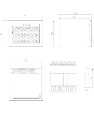 CAVIN Scandinavian Collection 18 Black Weinkühlschrank (EEK G, Schwarz)