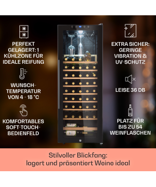 KLARSTEIN Barossa 54 Uno Weinkühlschrank (EEK G, Schwarz)