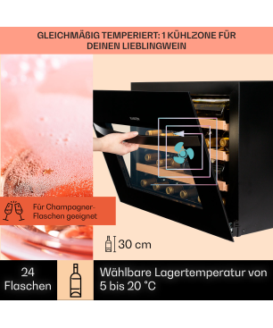KLARSTEIN Vinsider 24 Built-In Uno Weinkühlschrank (EEK G, Schwarz)