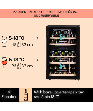 KLARSTEIN Barossa 40 Duo Weinkühlschrank (EEK G, Schwarz)