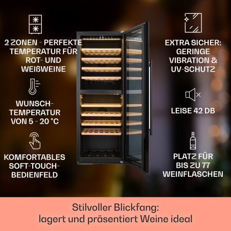 KLARSTEIN Barossa 77 Duo Weinkühlschrank (EEK G, Schwarz)