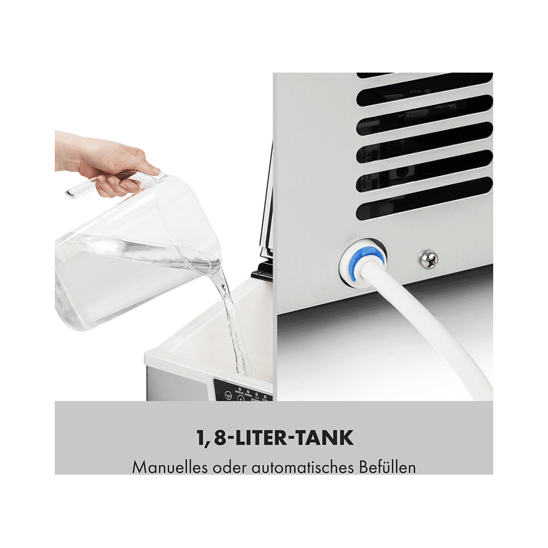 KLARSTEIN Icefestival Cube Eiswürfelmaschine (400 Watt, Silber)