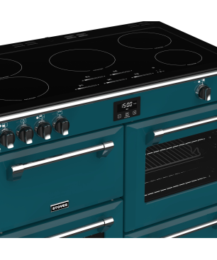 STOVES Richmond Deluxe S1000 EI Induktion Kingfisher Teal/Chrom Standherd (EEK A, Induktion, 179 Liter)