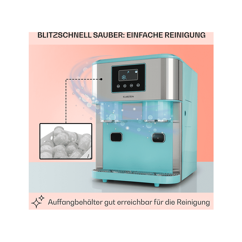 KLARSTEIN Eiszeit Crush Eiswürfelmaschine (150 Watt, Pastelblau)