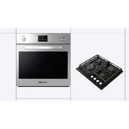 KLUGMANN KGO600.5GFX + KT6000B5, Einbauherdset (Vitroceramic Gaskochfeld, A+, 60 Liter)