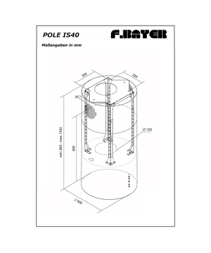 F.BAYER POLE IS40KU ECO, Dunstabzugshaube (40 cm breit, 40 cm tief)