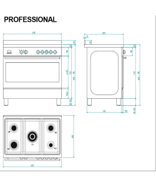 FRATELLI Professional Range Cooker Standherd (EEK A, Gas, 100 Liter)