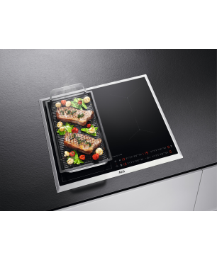 AEG KOMB55PIS3 Serie 6000 mit SteamBake Feuchtigkeitszugabe (mit Pyrolyse), Einbaubackofenset (Induktionskochfeld, A+, 71 Lite