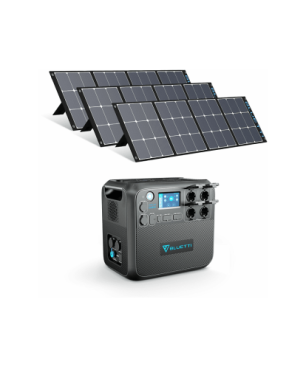 BLUETTI AC200MAX und 3 Pcs PV200 200W Solarpanel Solar Stromerzeuger LiFePO4 Batterie-Backup Energiestation 2048 Wh Schwarz