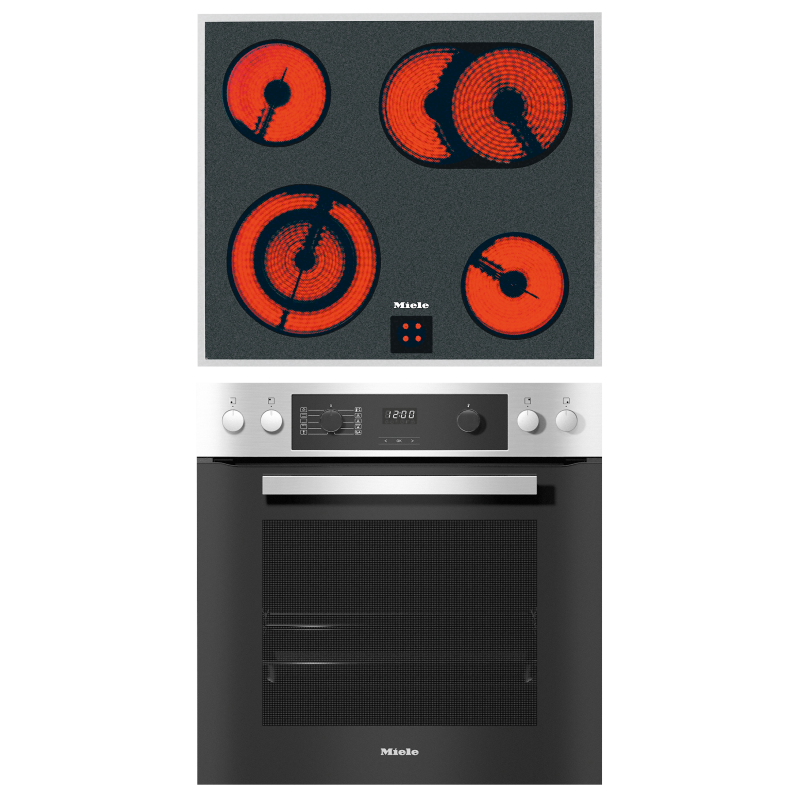 MIELE H 2265-1E + KM 6003 LPT E ACTIVE, Einbauherdset (Elektrokochfeld, A+, 76 Liter)