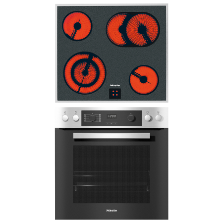 MIELE H 2265-1E + KM 6003 LPT E ACTIVE, Einbauherdset (Elektrokochfeld, A+, 76 Liter)