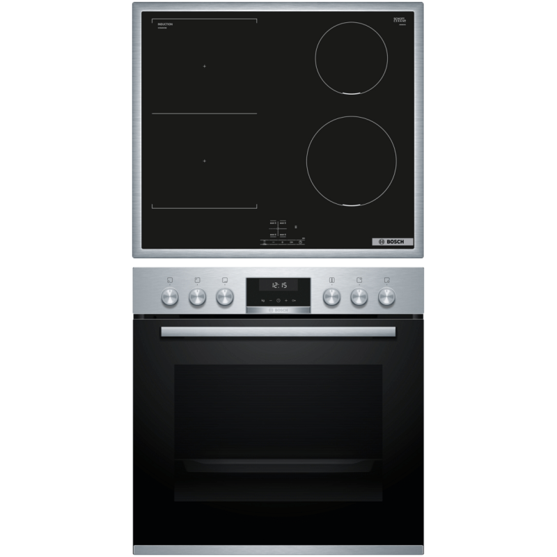 BOSCH HND 616 LS 62 EINBAU-HERD-SET, Einbauherdset (Induktionskochfeld, A, 71 Liter)