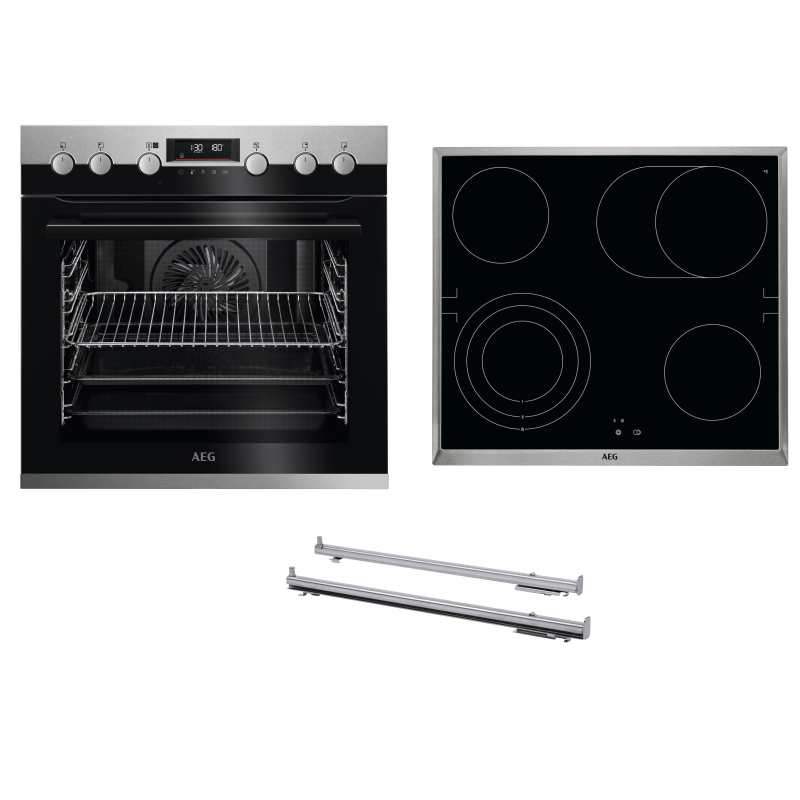 AEG HZ55M2S3R2 Serie 6000 mit SteamBake Feuchtigkeitszugabe (mit Pyrolyse), Einbauherdset (Elektrokochfeld, A+, 71 Liter)