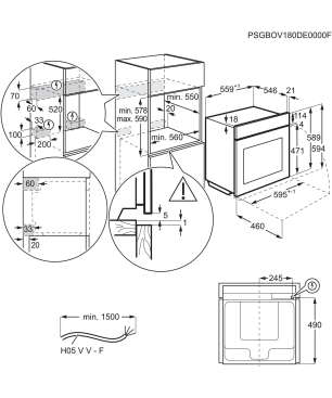 AEG HZ55M2S3R2 Serie 6000 mit SteamBake Feuchtigkeitszugabe (mit Pyrolyse), Einbauherdset (Elektrokochfeld, A+, 71 Liter)