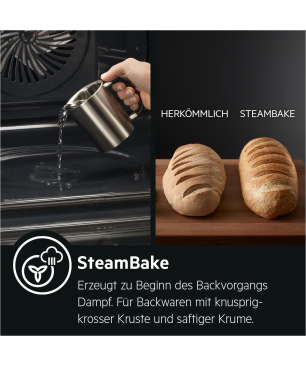 AEG HZ55M2S3R2 Serie 6000 mit SteamBake Feuchtigkeitszugabe (mit Pyrolyse), Einbauherdset (Elektrokochfeld, A+, 71 Liter)