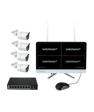 SAFE2HOME POE / Funk Überwachungskamera Set Monitor Rekorder - 8 Kanal, POE / Funk Überwachungskamera Videoüberwachung