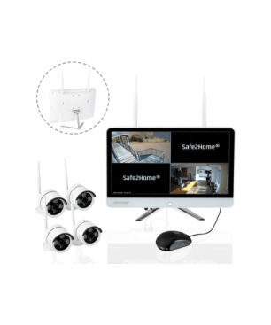 SAFE2HOME 4 Funk Überwachungskamera Set mit Monitor Rekorder, Funk Überwachungskamera / Videoüberwachung