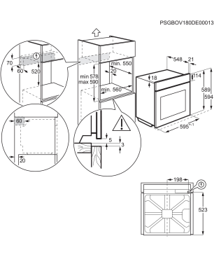 AEG BCO57601V2, Einbaubackofen (Einbaugerät, 72 Liter, 596 mm breit), Serie 7000 mit SteamCrisp Dampfunterstützung (mit Pyroly