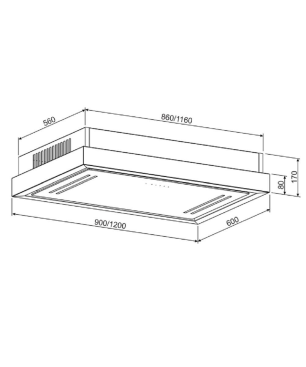GURARI Deckenhaube GCH C 343 IS 120 WH 120cm Edelstahl, Deckenhaube (120 mm breit, 600 mm tief)