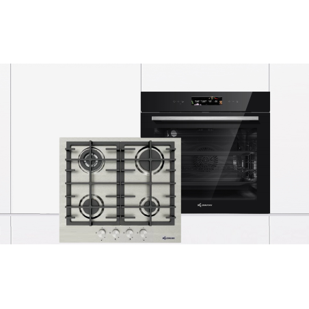 KLUGMANN KO1772TFT+KT604.1X, Einbaubackofen und Gaskochfeld (Edelstahl Gaskochfeld, A+, 72 Liter)