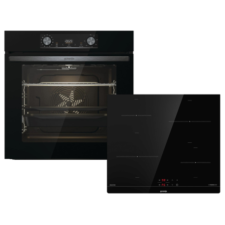 GORENJE BLACK INDUCTION SET, Einbaubackofenset (Induktion, A, 77 Liter)